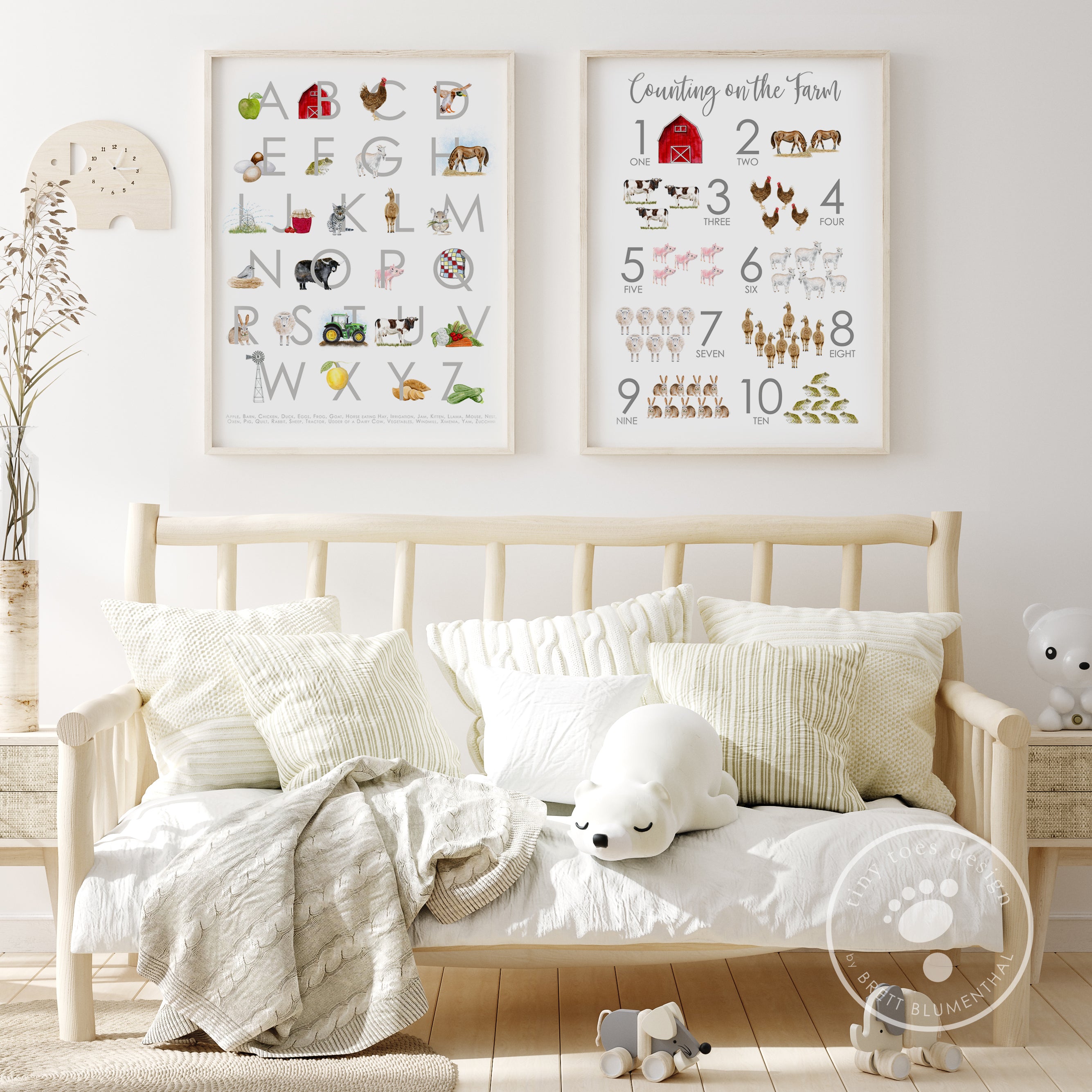 Alphabet & Numbers Nursery Prints | Kids ABC & Counting Wall Art – Tiny ...