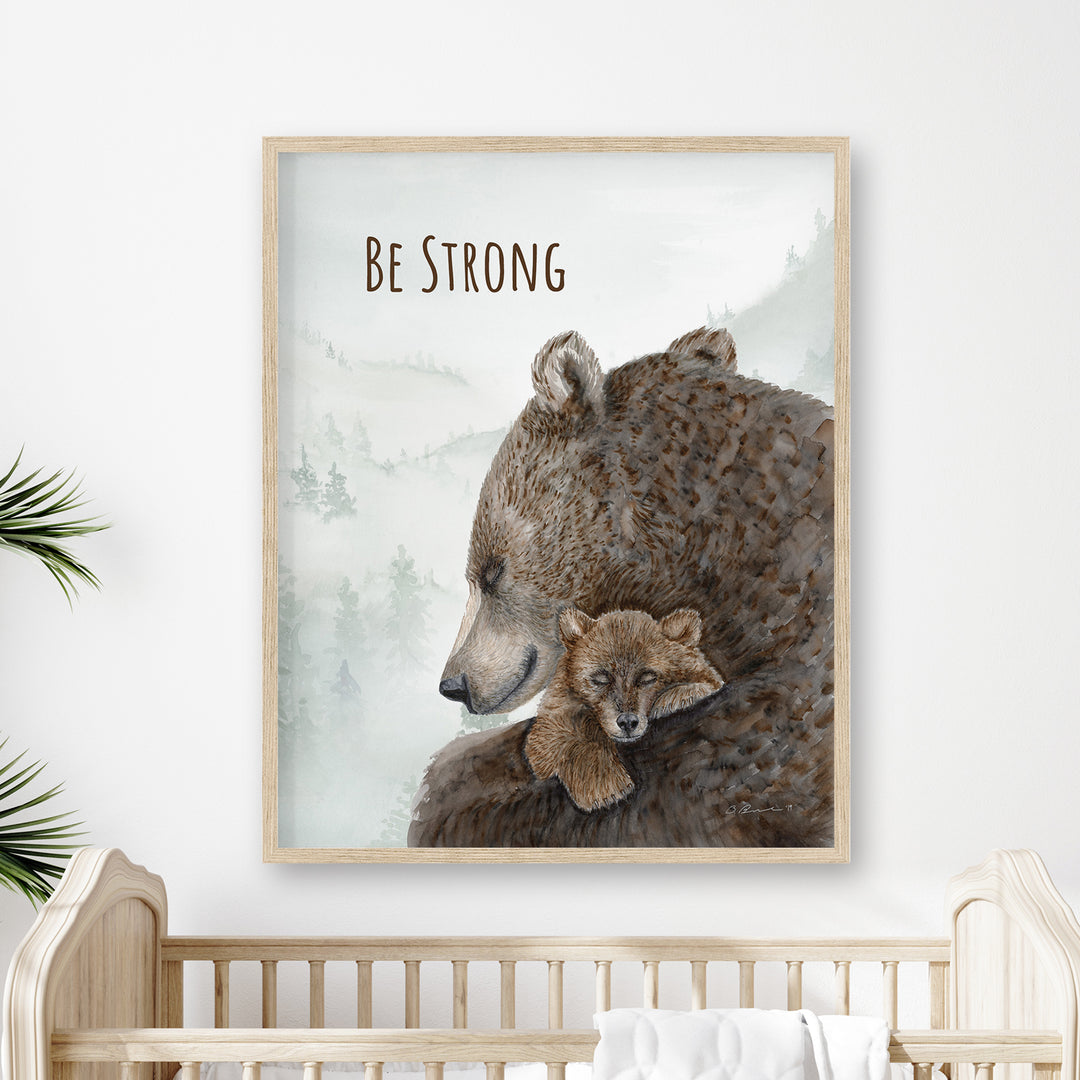 Be Strong | Mom and Baby Bear Wall Art - Tiny Toes Design