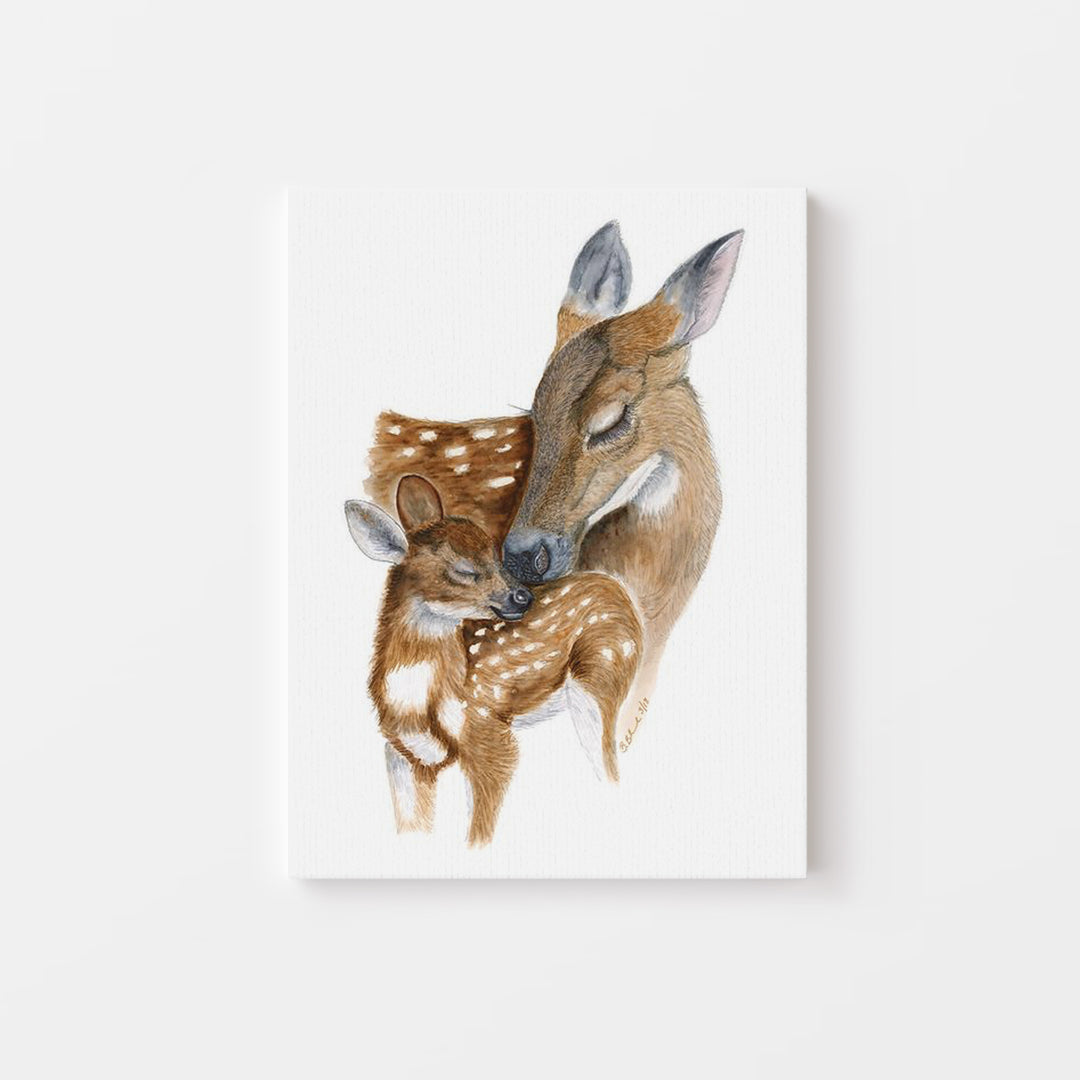 Mom and Baby Deer Nursery Art - Tiny Toes Design