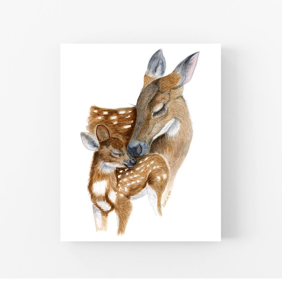 Mom and Baby Deer Nursery Art - Tiny Toes Design