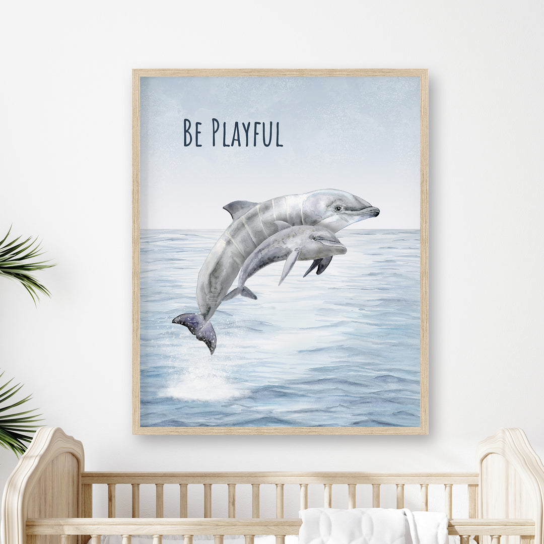 Be Playful | Mom and Baby Dolphin Wall Art - Tiny Toes Design