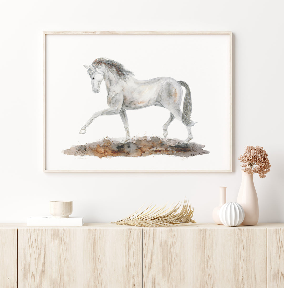 Arabian Dressage Horse Watercolor Print - Tiny Toes Design