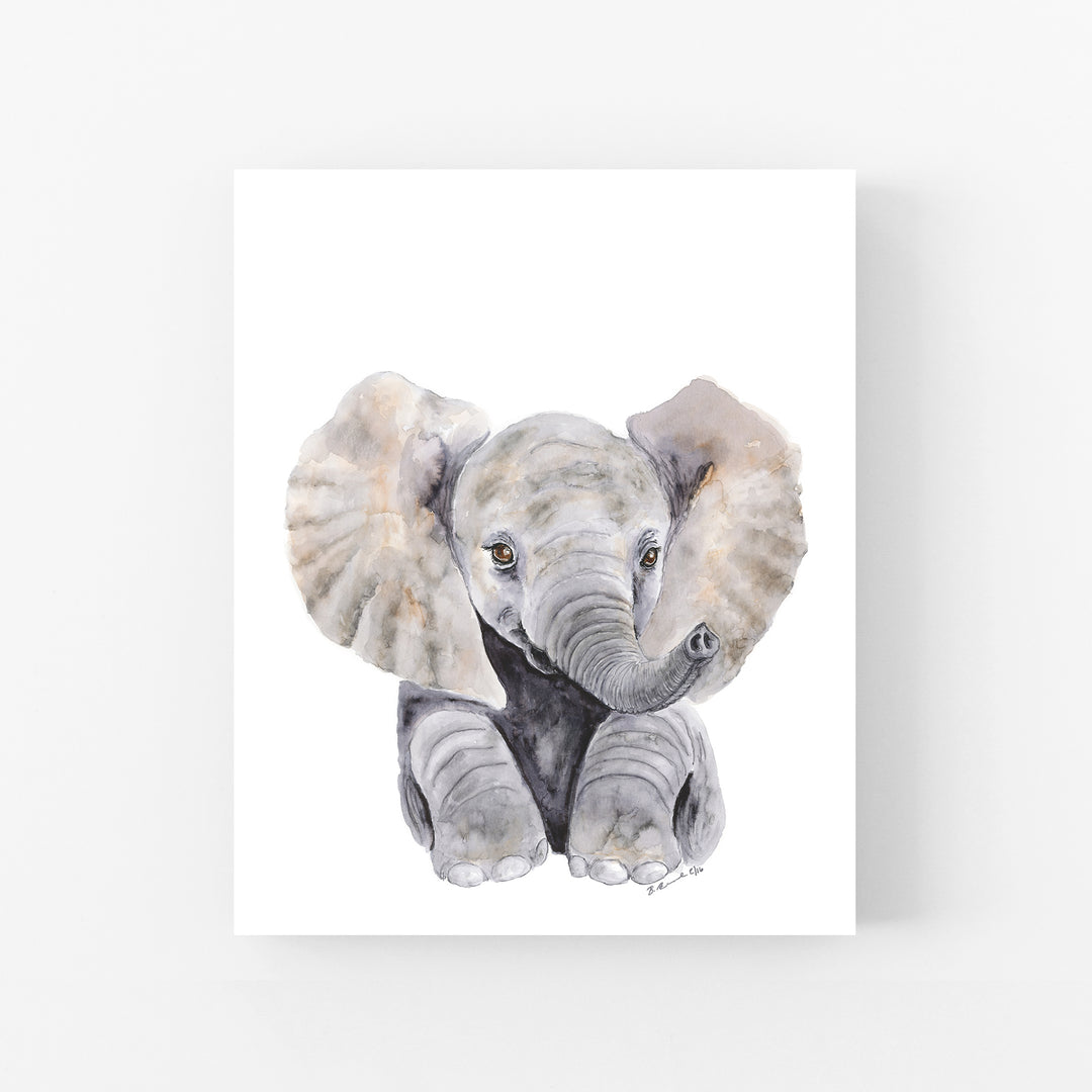 Sitting Baby Elephant - Jungle Nursery Decor - Tiny Toes Design