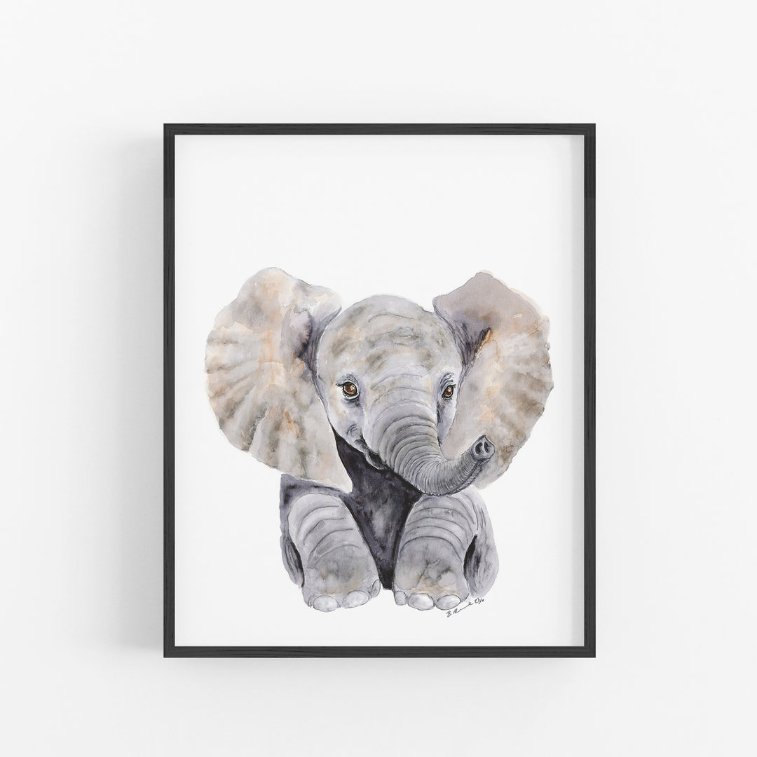 Sitting Baby Elephant - Jungle Nursery Decor - Tiny Toes Design