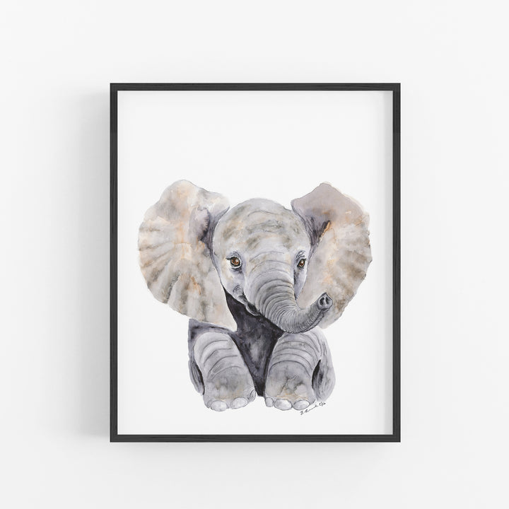 Sitting Baby Elephant - Jungle Nursery Decor - Tiny Toes Design