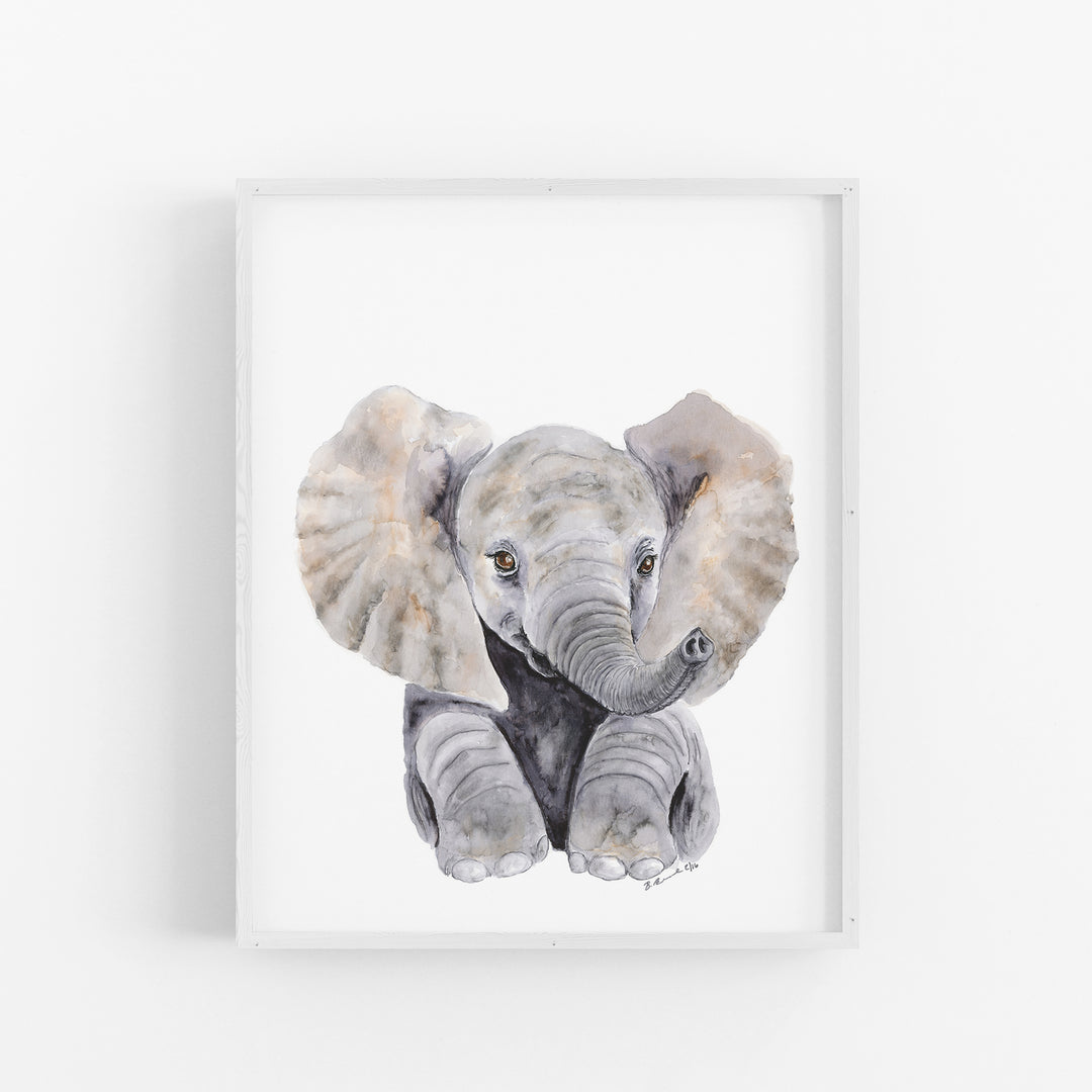 Sitting Baby Elephant - Jungle Nursery Decor - Tiny Toes Design