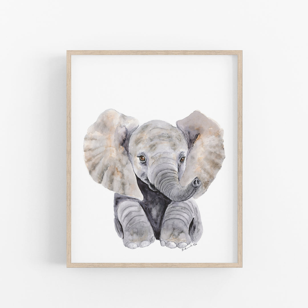 Sitting Baby Elephant - Jungle Nursery Decor - Tiny Toes Design