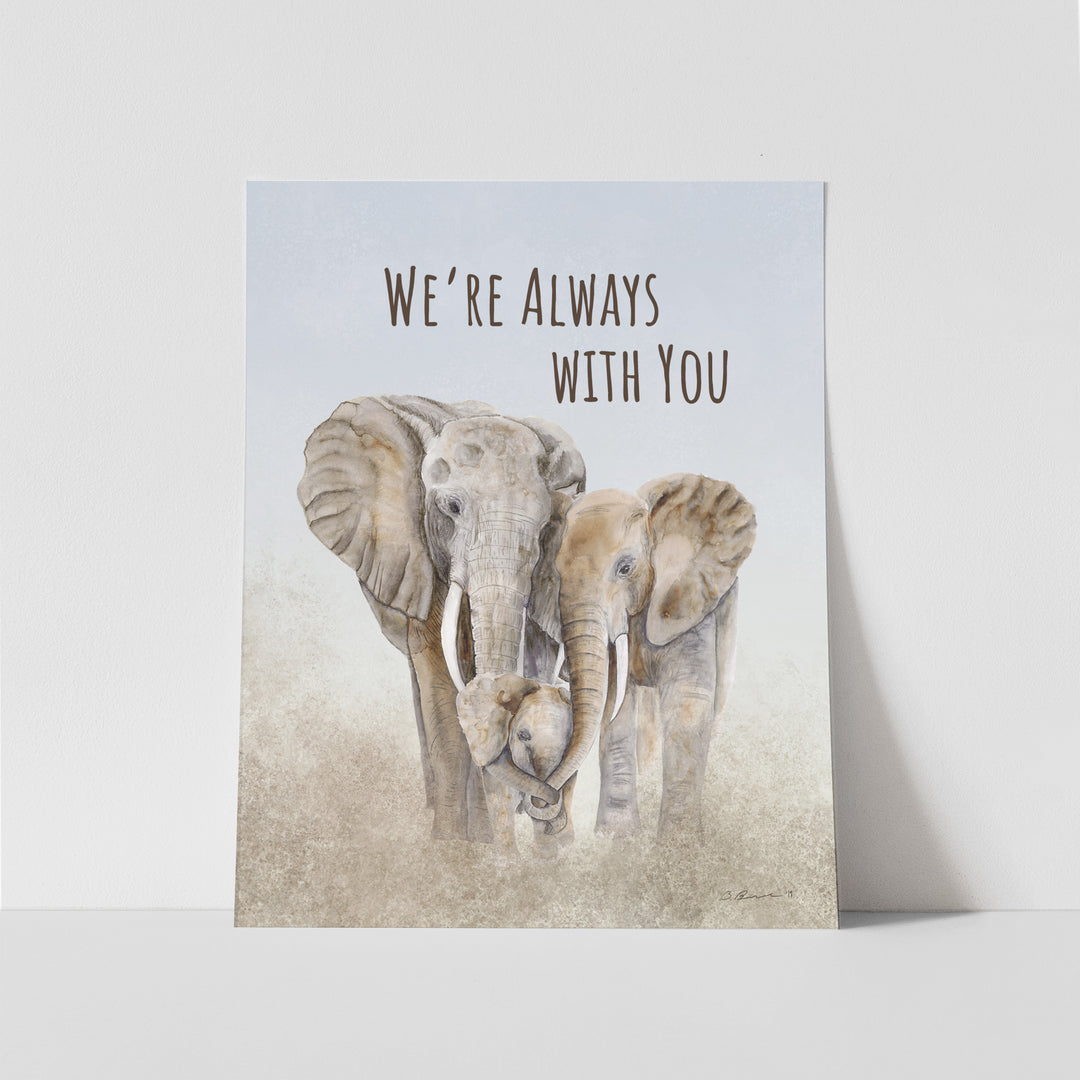 Family of Elephants Nursery Paper Print