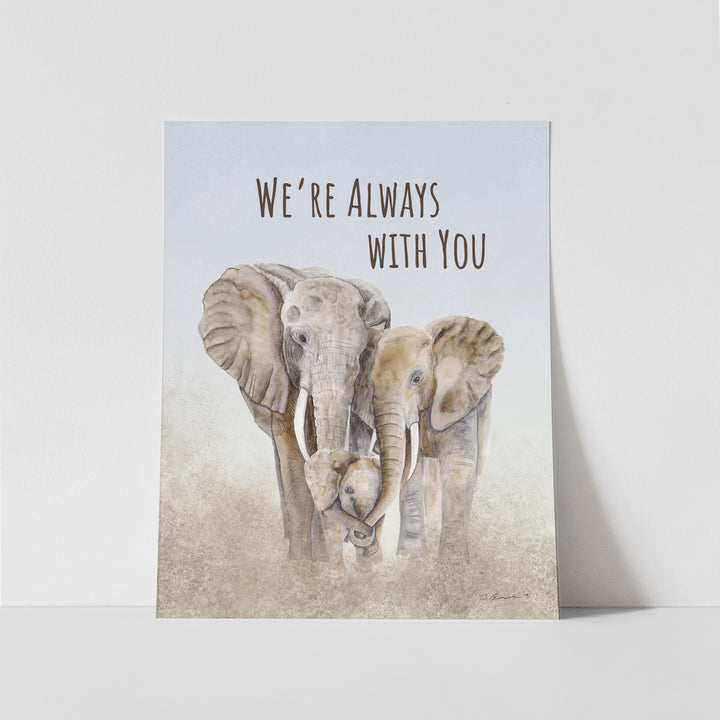 Family of Elephants Nursery Paper Print