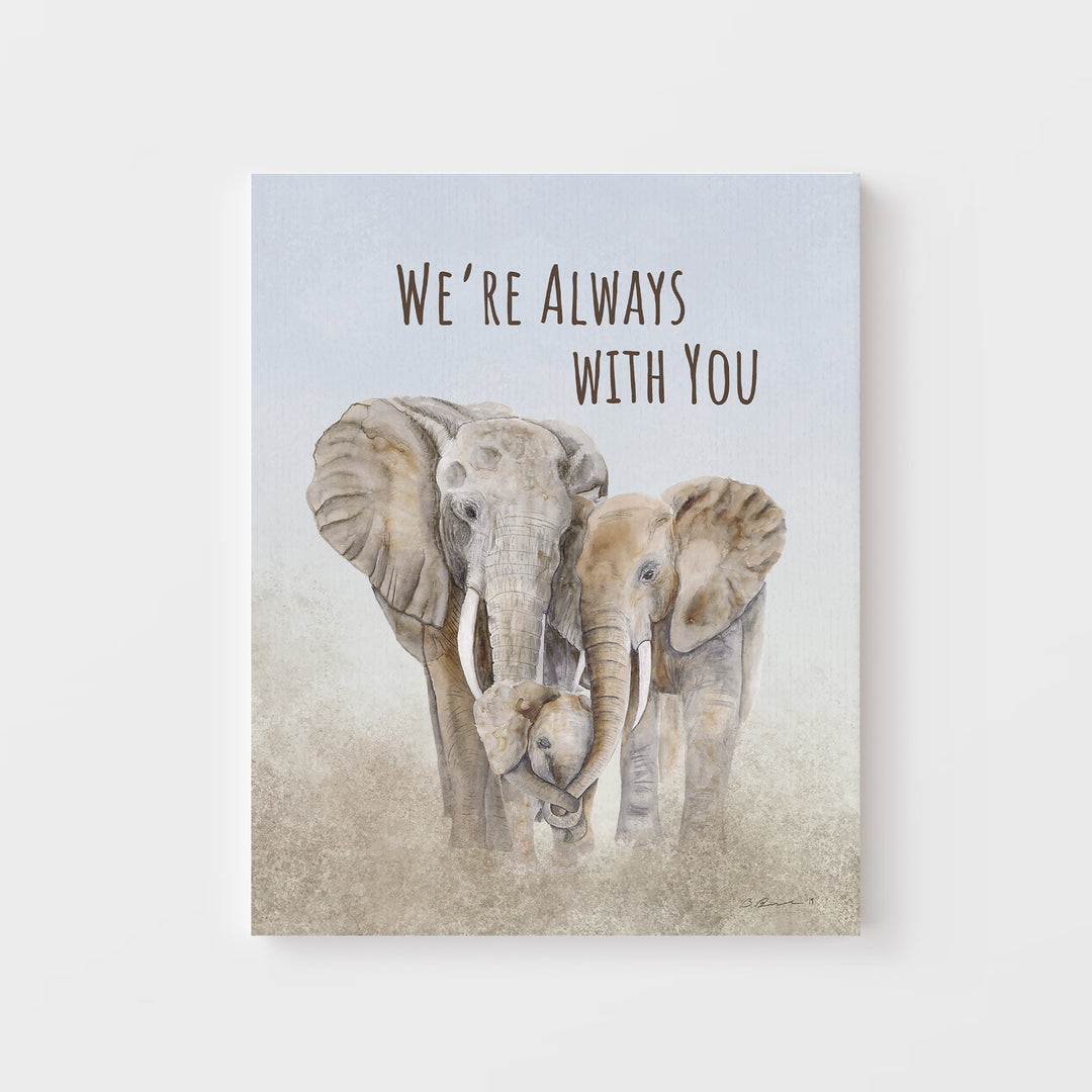 Family of Elephants Nursery Art in Stretched Canvas