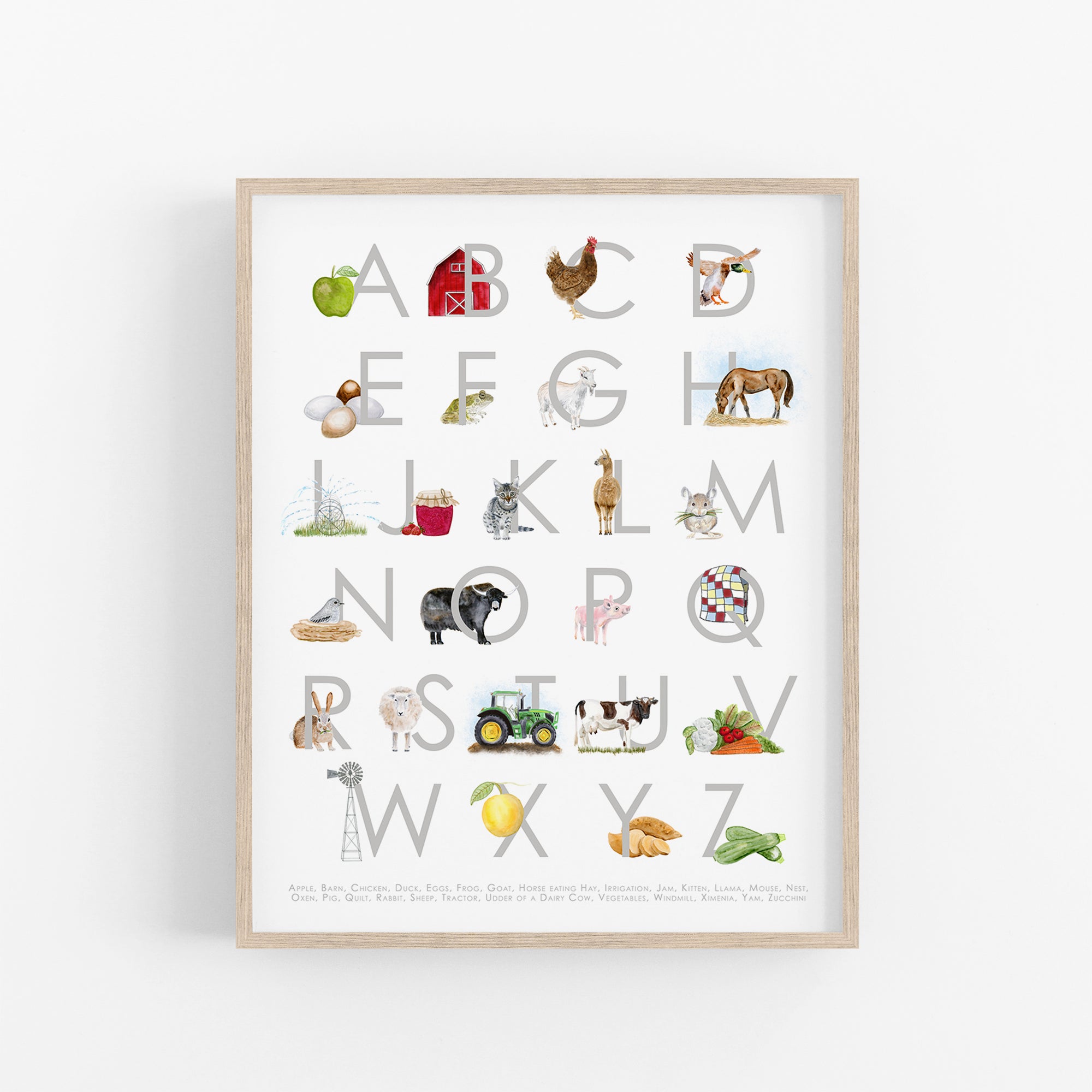 Farm Alphabet Poster | Educational ABCs Nursery Decor – Tiny Toes Design
