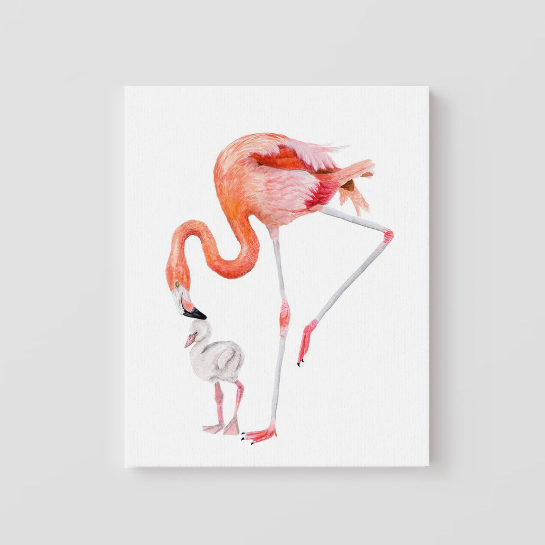 Mom and Baby Flamingos - Tropical Nursery Print - Tiny Toes Design
