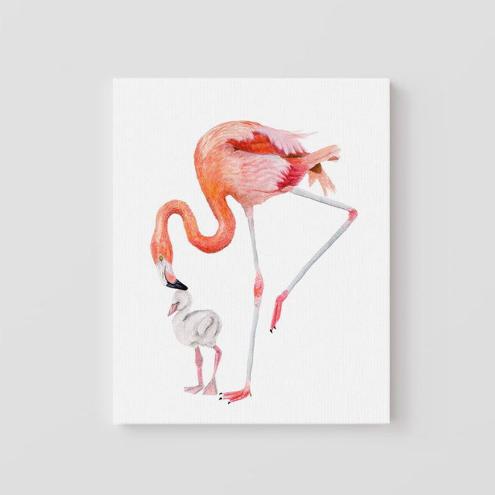 Mom and Baby Flamingos - Tropical Nursery Print - Tiny Toes Design