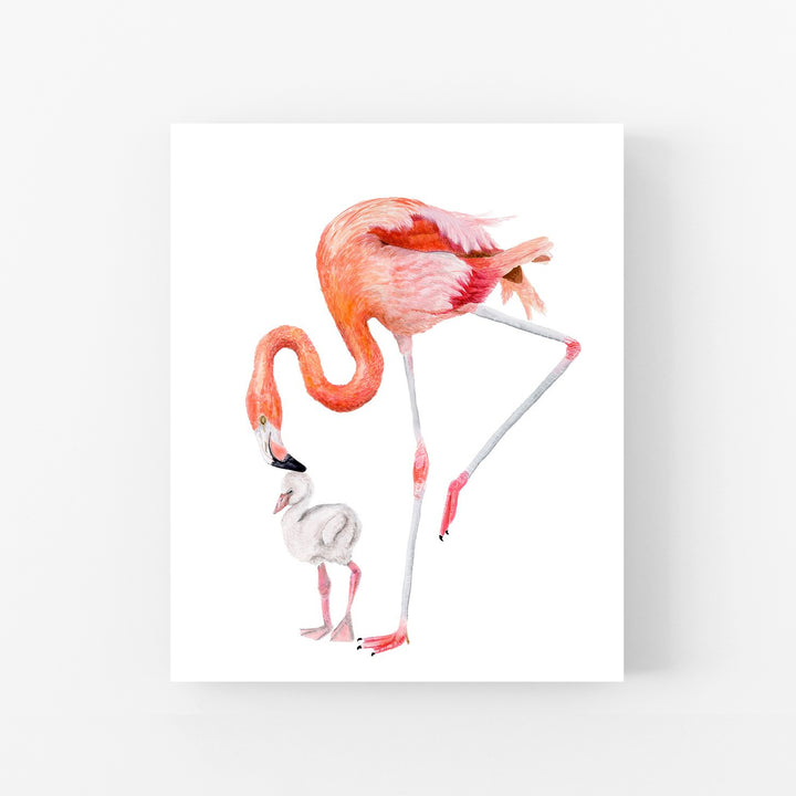 Mom and Baby Flamingos - Tropical Nursery Print - Tiny Toes Design