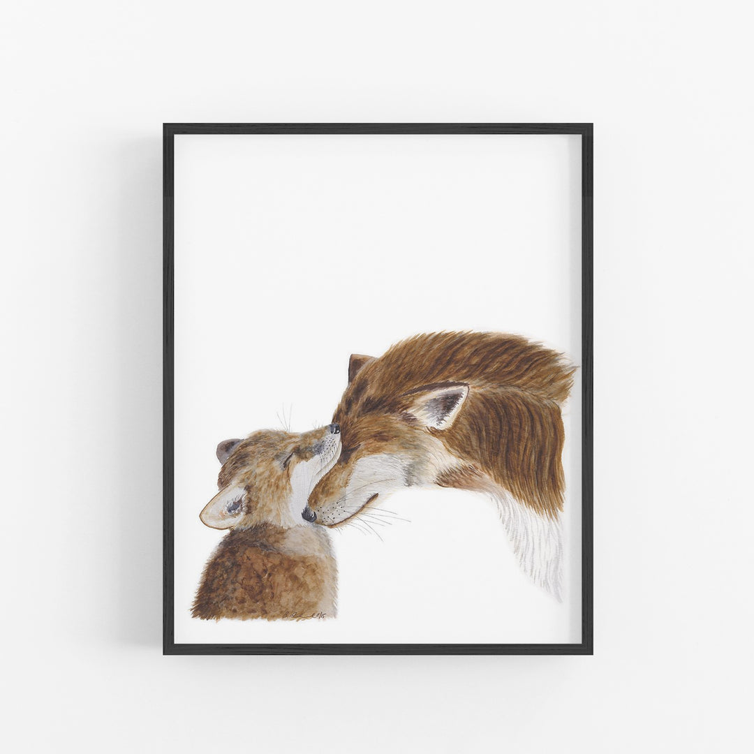 Mom and Baby Fox Watercolor - Woodland - Tiny Toes Design