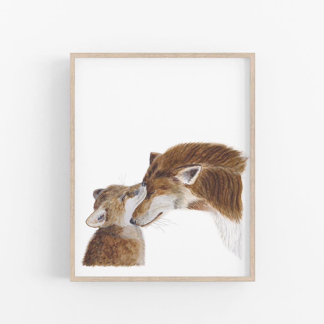 Mom and Baby Fox Watercolor - Woodland - Tiny Toes Design