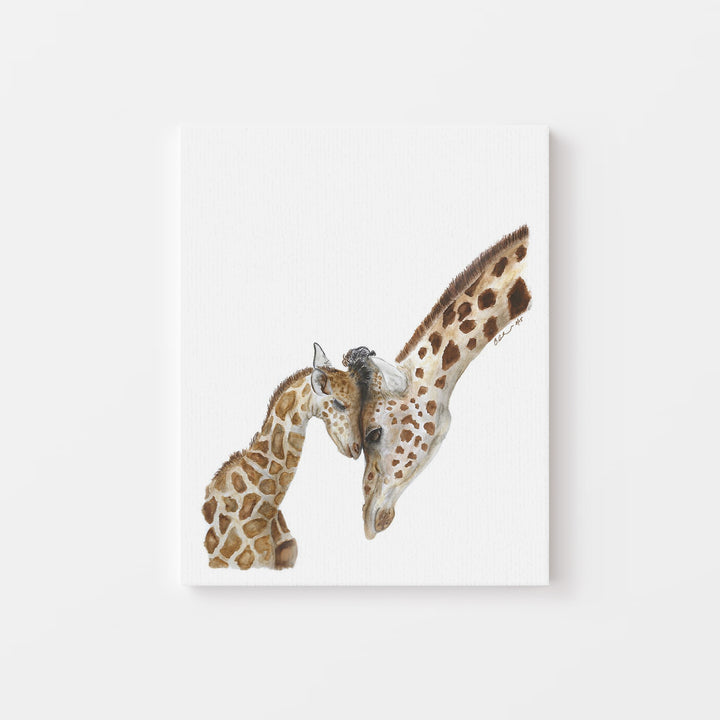 Mom and Baby Giraffe Watercolor - Safari Nursery Art - Tiny Toes Design