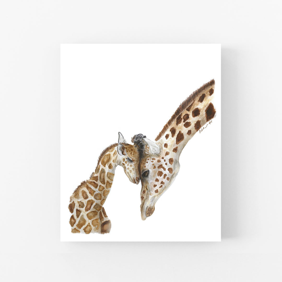 Mom and Baby Giraffe Watercolor - Safari Nursery Art - Tiny Toes Design