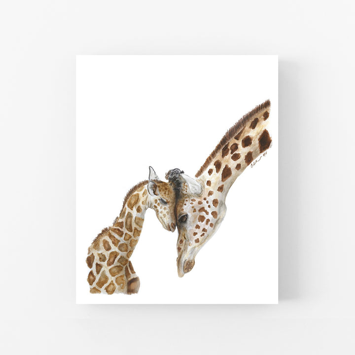 Mom and Baby Giraffe Watercolor - Safari Nursery Art - Tiny Toes Design