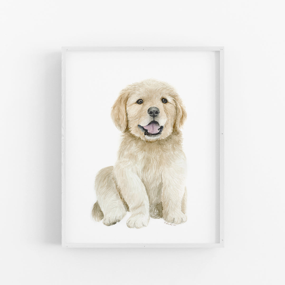 Golden Retriever Puppy Watercolor - Nursery Print - Tiny Toes Design