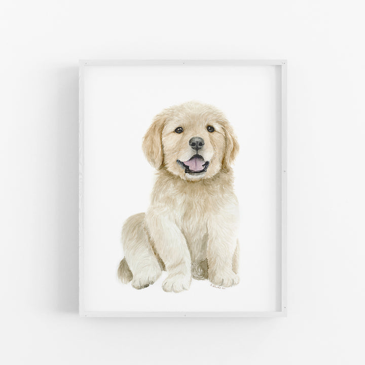 Golden Retriever Puppy Watercolor - Nursery Print - Tiny Toes Design