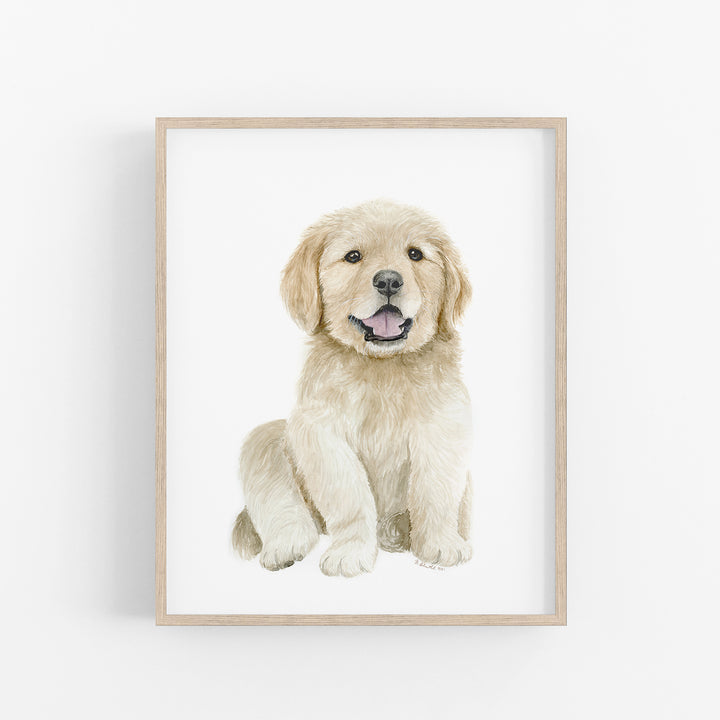 Golden Retriever Puppy Watercolor - Nursery Print - Tiny Toes Design