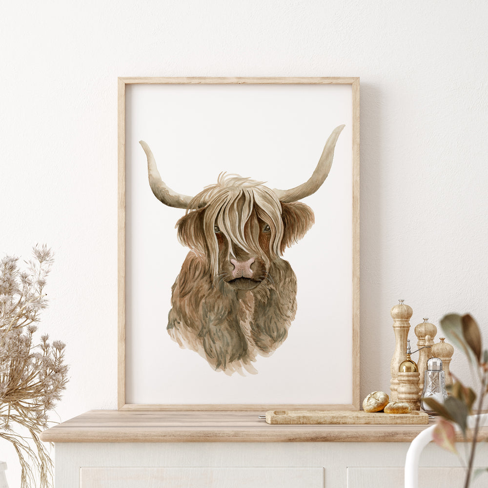 Highland Cow Watercolor Print