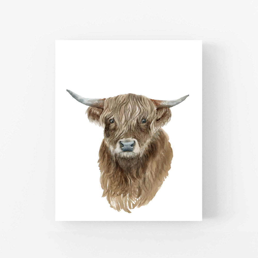 Highland Cow Watercolor - Tiny Toes Design