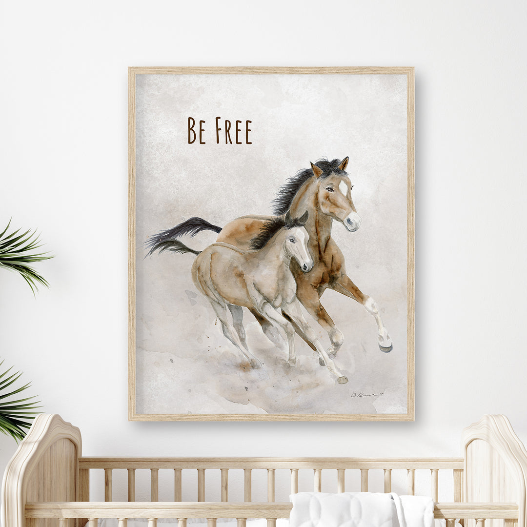 Be Free | Mare and Foal Horse Wall Art - Tiny Toes Design