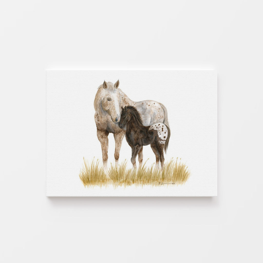Mom and Baby Appaloosa Horses Watercolor Print - Tiny Toes Design