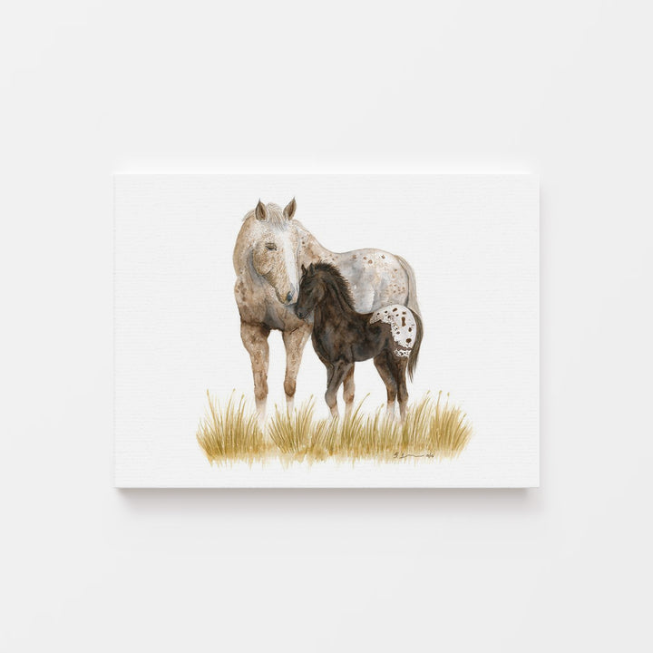 Mom and Baby Appaloosa Horses Watercolor Print - Tiny Toes Design