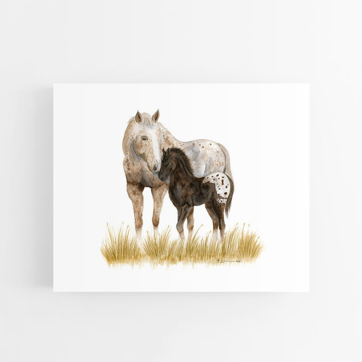 Mom and Baby Appaloosa Horses Watercolor Print - Tiny Toes Design