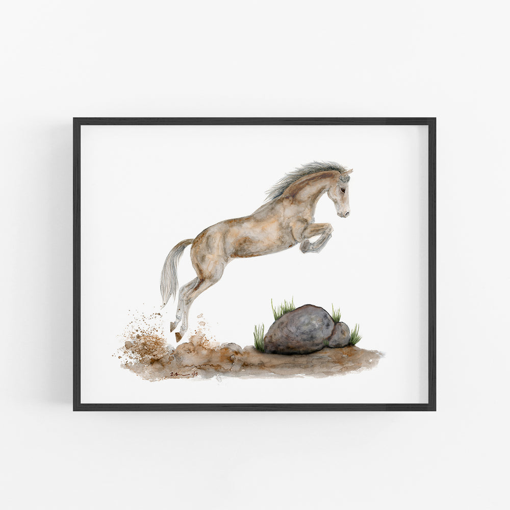 Jumping Horse Watercolor Print - Tiny Toes Design