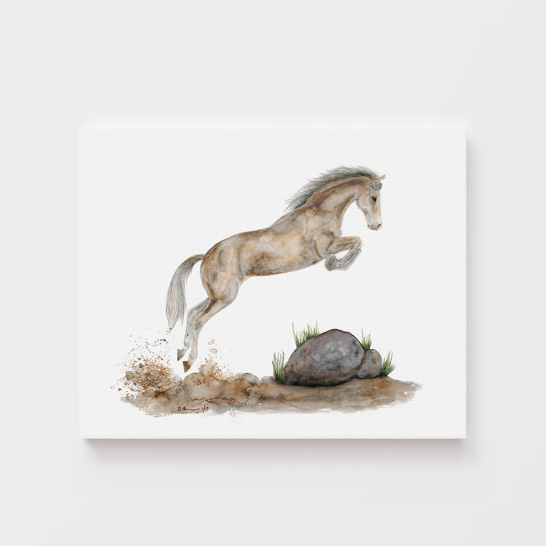 Jumping Horse Watercolor Print - Tiny Toes Design