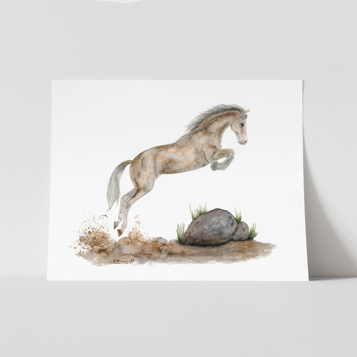 Jumping Horse Watercolor Print - Tiny Toes Design