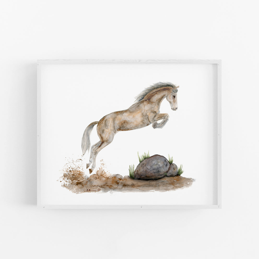 Jumping Horse Watercolor Print - Tiny Toes Design