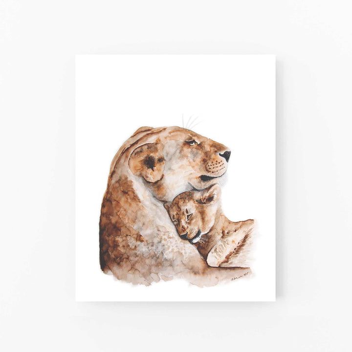 Mom and Baby Lion Art Print - Tiny Toes Design