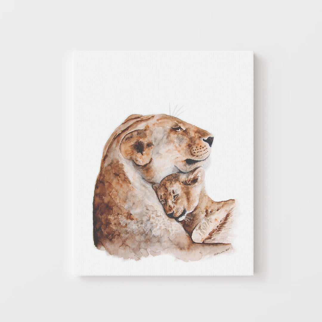 Mom and Baby Lion Art Print - Tiny Toes Design