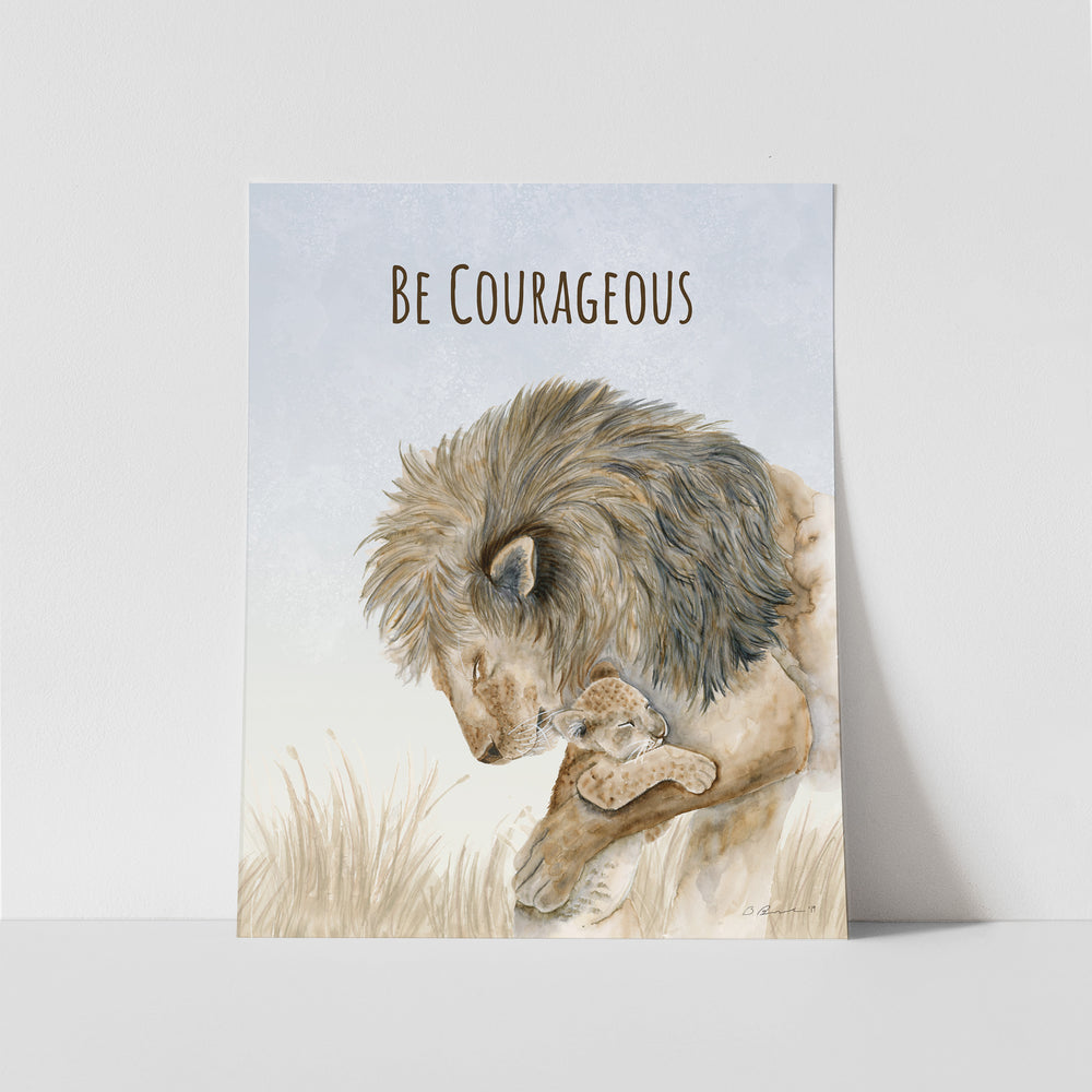 Be Courageous | Dad and Baby Lion Wall Art - Tiny Toes Design