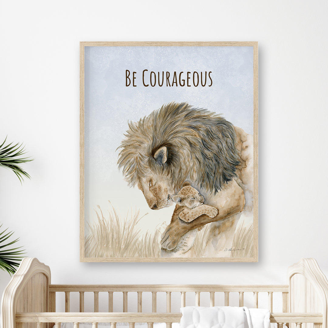 Be Courageous | Dad and Baby Lion Wall Art - Tiny Toes Design