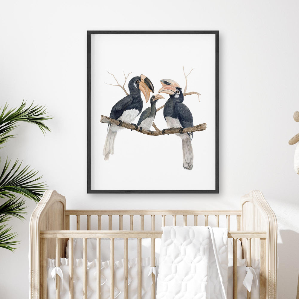 Malabar Pied Hornbill Art Print - Tiny Toes Design