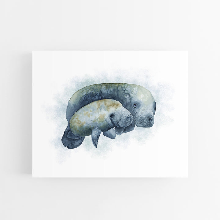 Mom and Baby Manatee Nursery Art - Tiny Toes Design