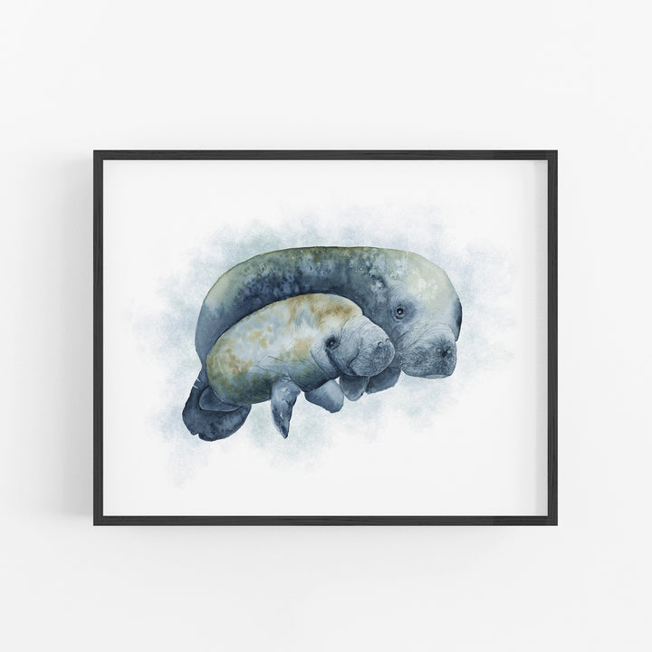 Mom and Baby Manatee Nursery Art - Tiny Toes Design