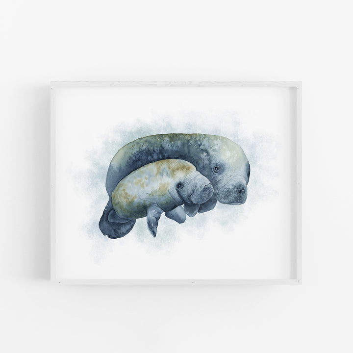 Mom and Baby Manatee Nursery Art - Tiny Toes Design