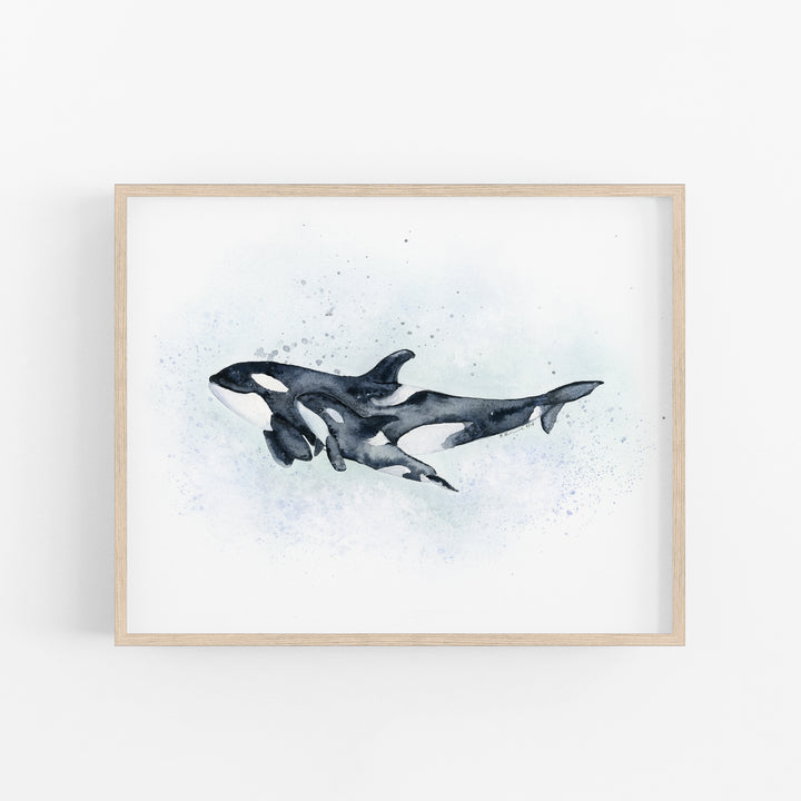Mom and Baby Orca Watercolor - Tiny Toes Design