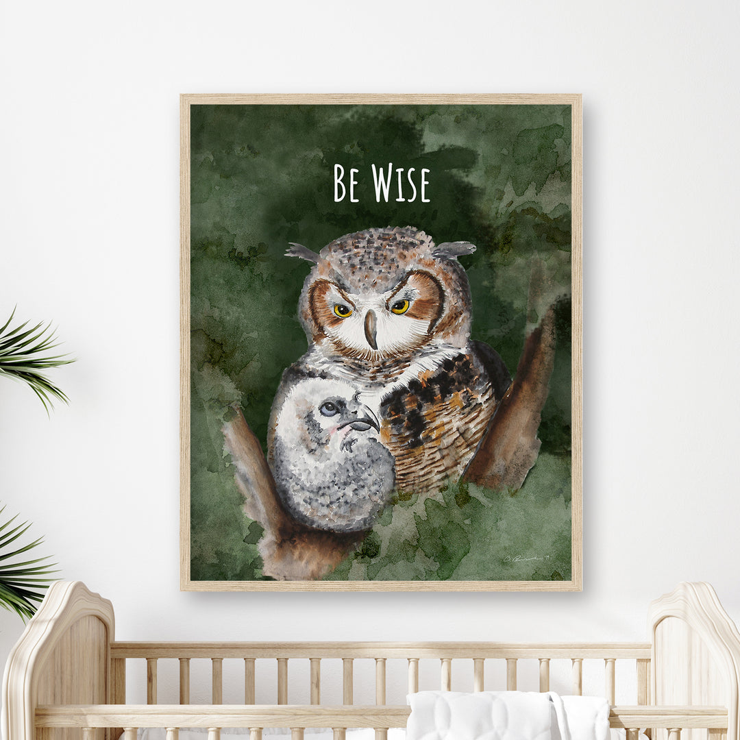 Be Wise | Mom and Baby Owl Wall Art - Tiny Toes Design