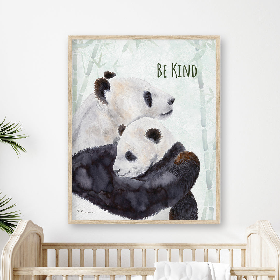 Be Kind | Mom and Baby Panda Bear Wall Art - Tiny Toes Design