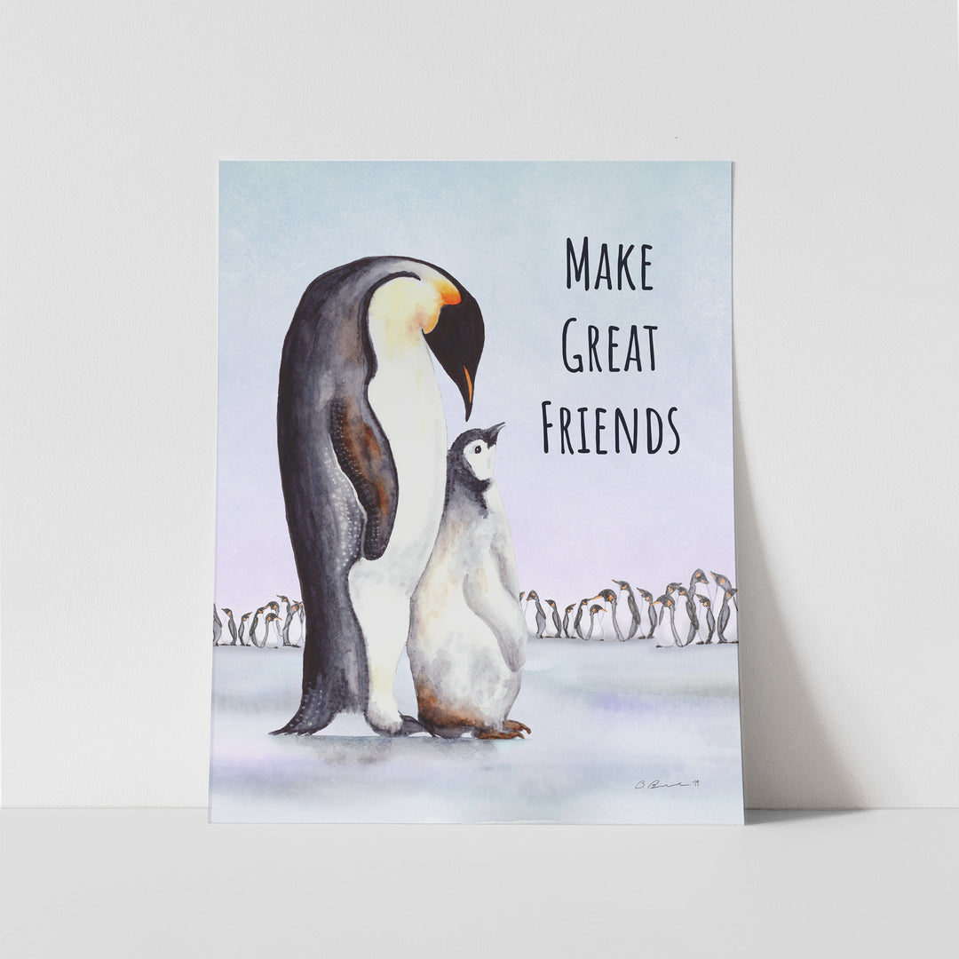 Make Great Friends | Dad and Baby Penguin Wall Art - Tiny Toes Design