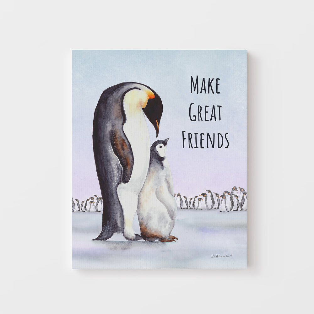 Make Great Friends | Dad and Baby Penguin Wall Art - Tiny Toes Design