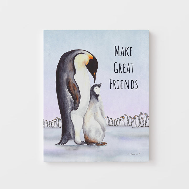Make Great Friends | Dad and Baby Penguin Wall Art - Tiny Toes Design